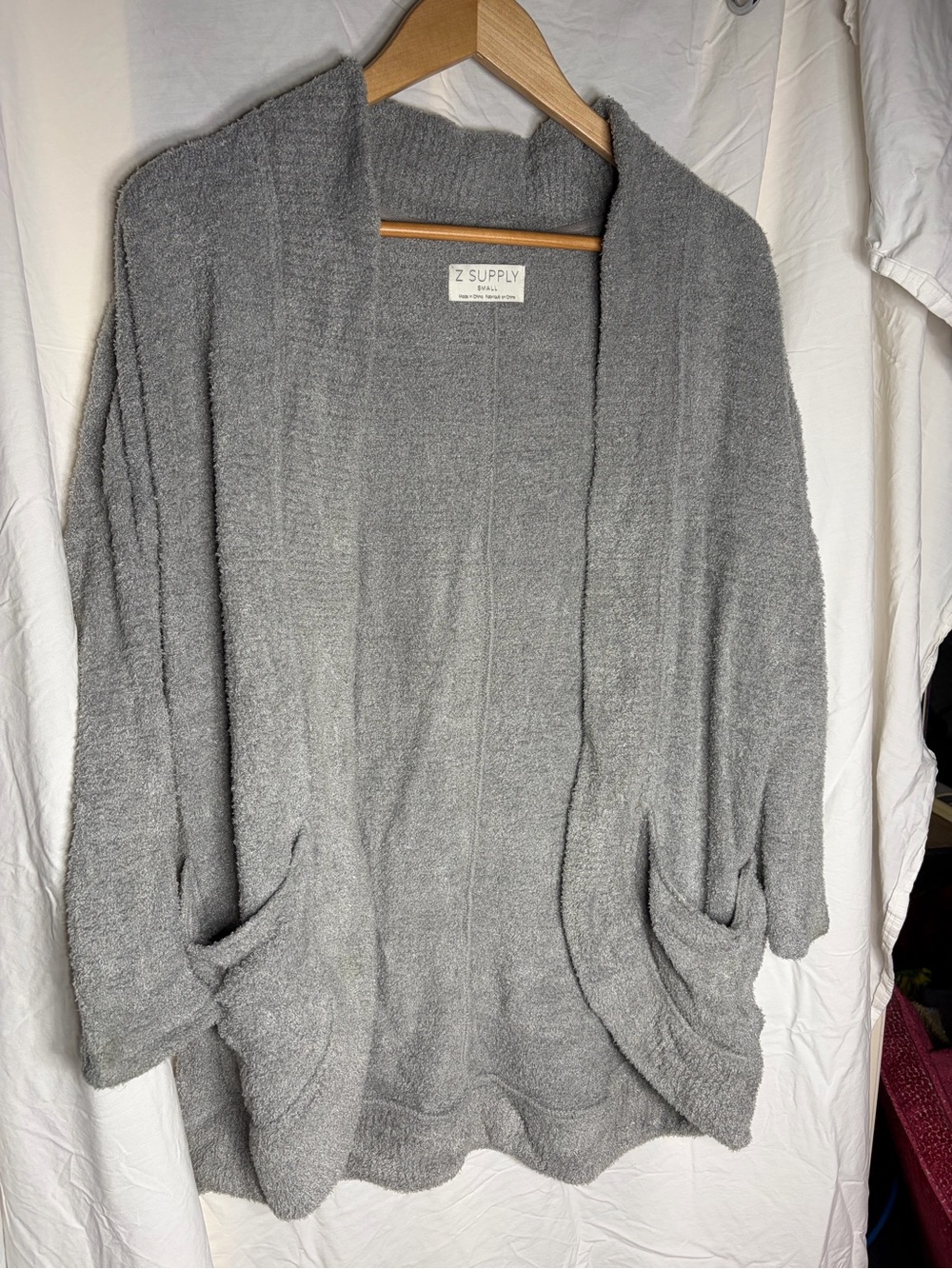 Z Supply Light Gray Plush Open-Front Cardigan